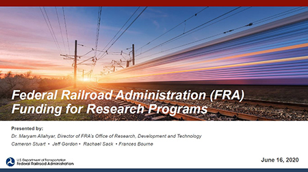 Federal Railroad Administration (FRA) Funding for Research Programs Webinar
